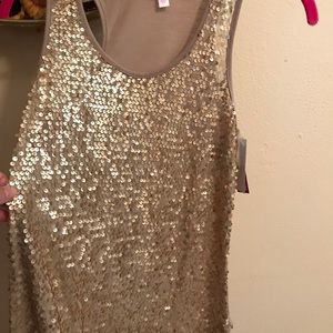 Gold sequin tank top